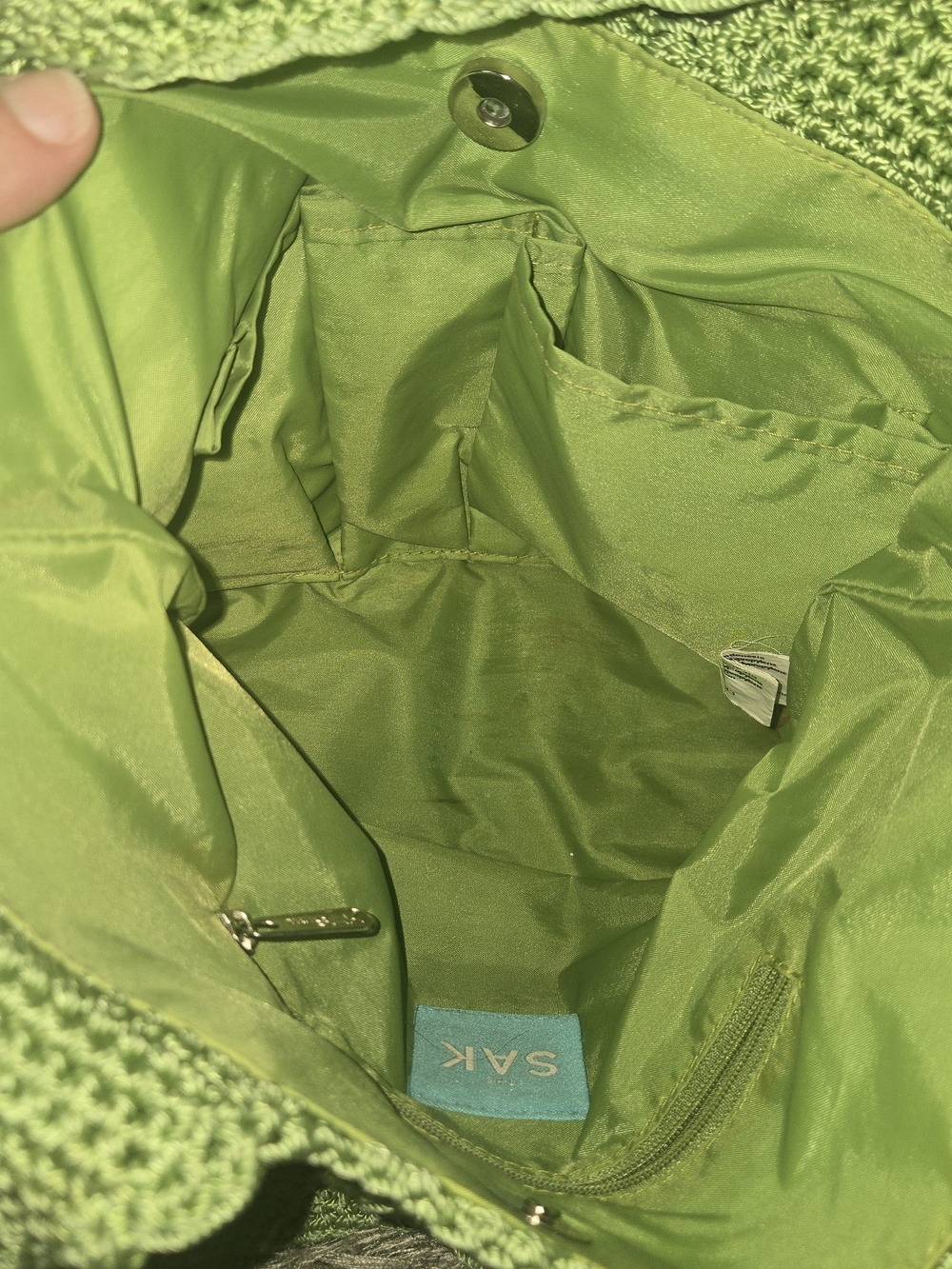 VTG The Sak Sage Green Crochet Shoulder Bag - Picture 9 of 9